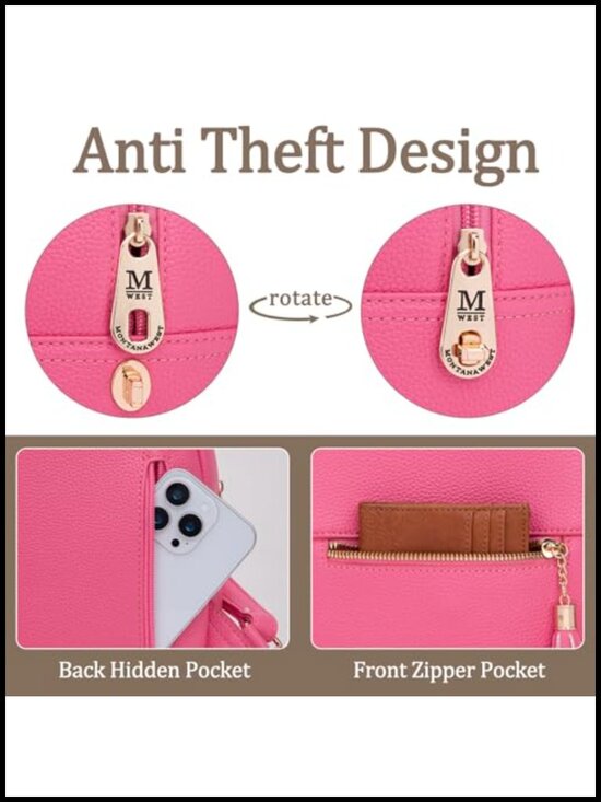 Mini Backpack Purse Anti Theft Secure Lock 4 Pockets Tassel Faux Leather main image 3